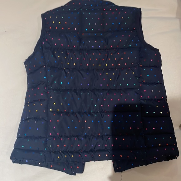 Essentially brand new puffer vest! Great quality. Metallic rainbow dots. - Picture 2 of 2